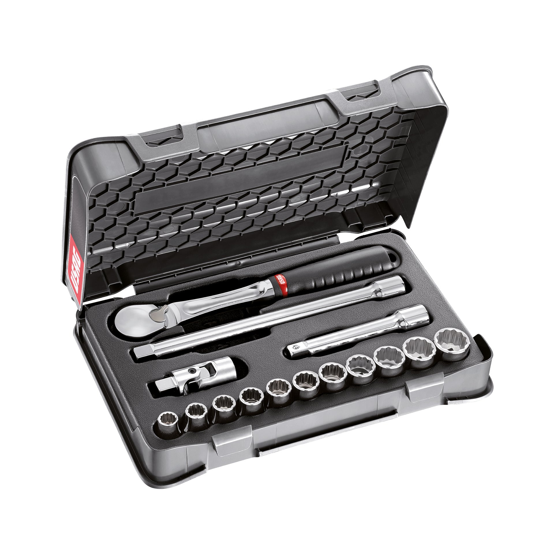 606 1/2 BPOL - Assortment in ABS case with inch polygonal sockets (15 pcs) - Usag - U06060307 606 1/2 BPOL - Assortment in ABS case with inch polygonal sockets (15 pcs) - Usag - U06060307
